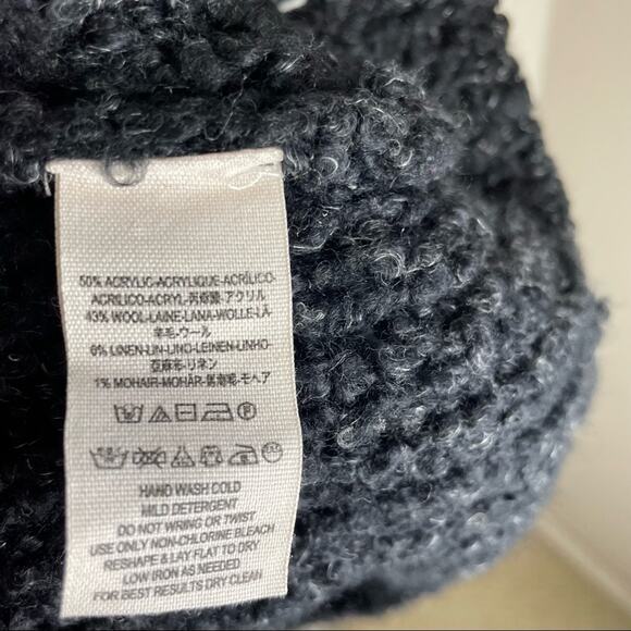 Free People Off Shoulder Striped Chunky Knit Sweater Black White S - Picture 4 of 6